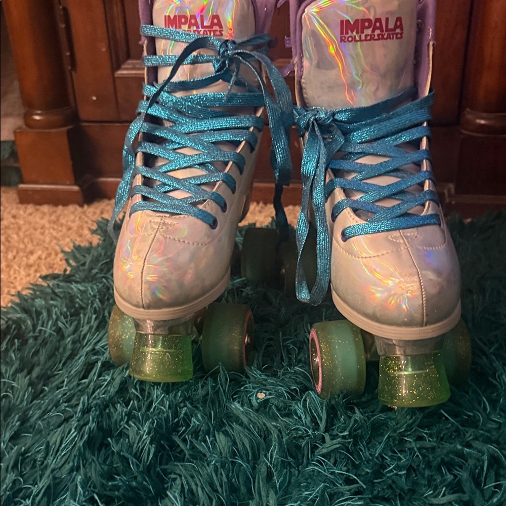 Impala Holographic Roller Skates with Blue Laces